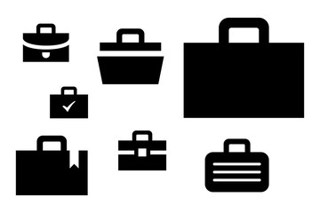 Briefcase icon set on white 