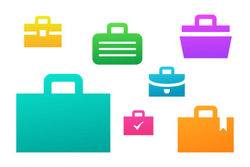 Briefcase icon set on white 