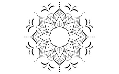 Circle pattern petal flower of mandala with black and white,Vector floral mandala relaxation patterns unique design with white background,Hand drawn pattern,concept meditation and relax