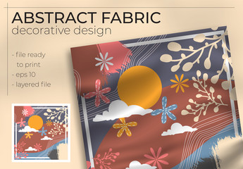 Abstract Fabric Decorative Design with Realistic Mock up for Printing Production. Hijab , Scarf , Pillow , etc.