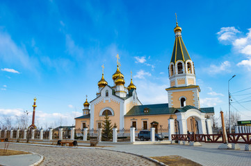 Yakutsk, Russia - CIRCA 2017: Gradoyakutskiy Transfiguration Church; in Yakutsk, Sakha Republic, Russia.