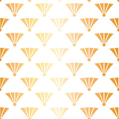Vector Art Deco Style inspired Gold Effect Florals on White seamless pattern background.