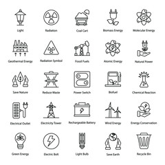Save Energy Line Icons Pack 