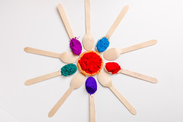 Indian Festival Holi, Multi color's in spoon