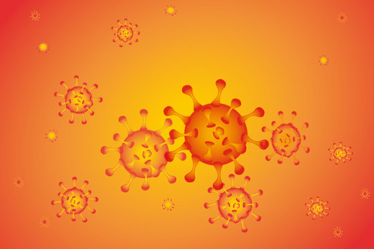 Virus in Gelborange auf gelborangem Hintergrund.