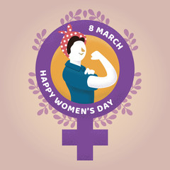 Obraz premium Vector design for women's day with feminist symbol. 8 march, happy women's day