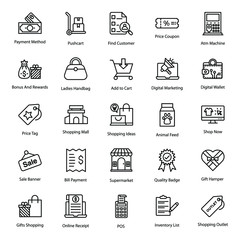 Shopping Receipts Line Icons Pack 