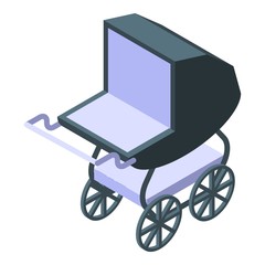 Retro baby pram icon. Isometric of retro baby pram vector icon for web design isolated on white background