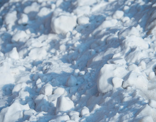 Lumps of snow on the surface.