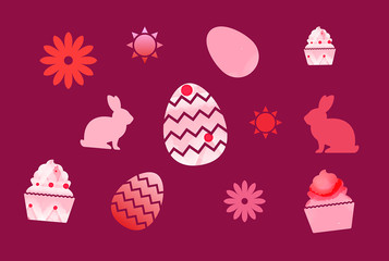 pattern easter pink red egg rabbit