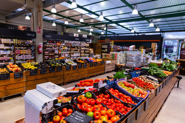 Fruits and vegetables in eco store of Barcelona