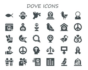 Modern Simple Set of dove Vector filled Icons