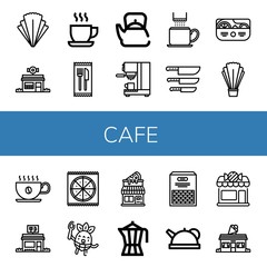 cafe simple icons set