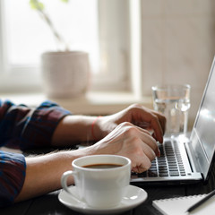 Businessman working on Desk at home office business
