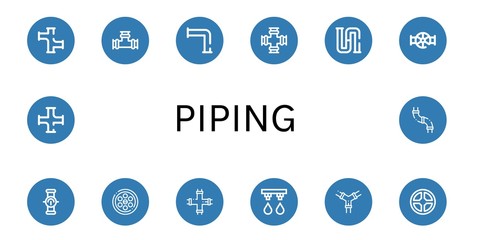 piping simple icons set