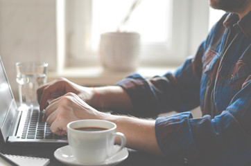 Businessman working on Desk at home office business