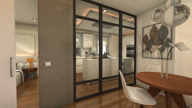 PROYECTO 3D COCINA CON PENINSULA  . RENDER 3D