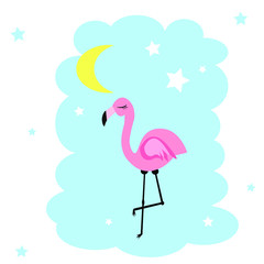 flamingo in cloud illustration 