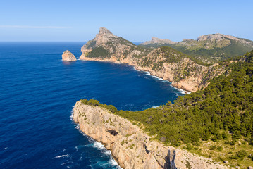Fototapeta na wymiar Cap de Formentor - famous nature landmark with amazing rocky coastline on Mallorca, Spain, Balearic island