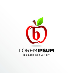 Initial Letter B with Apple Fruit