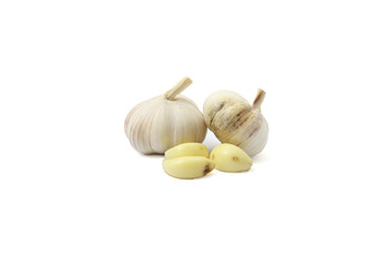 Garlic, put on a white background. Fresh garlic isolated on white background.