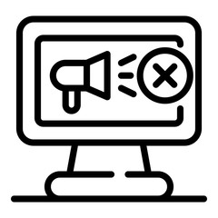 No online marketing icon. Outline no online marketing vector icon for web design isolated on white background