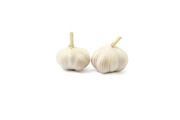 Garlic, put on a white background. Fresh garlic isolated on white background.