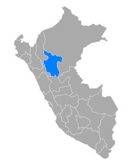 Fototapeta na wymiar Karte von San Martin in Peru