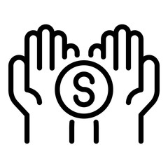 Keep hand money icon. Outline keep hand money vector icon for web design isolated on white background