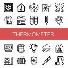 thermometer simple icons set