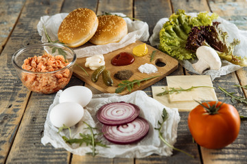 sandwiches with sausage and vegetables
