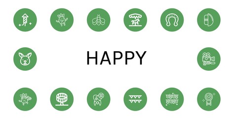 happy simple icons set