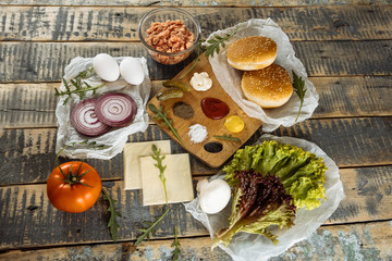 sandwiches with sausage and vegetables