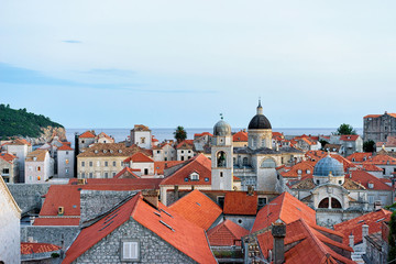 Obraz premium Panorama of St Blaise church dome and Old town Dubrovnik