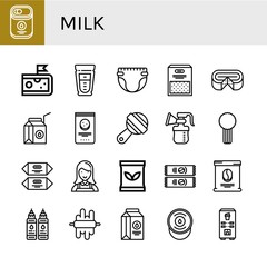milk icon set