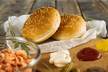 sandwiches with sausage and vegetables