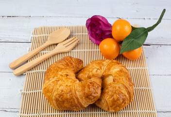 Plain croissants on the container