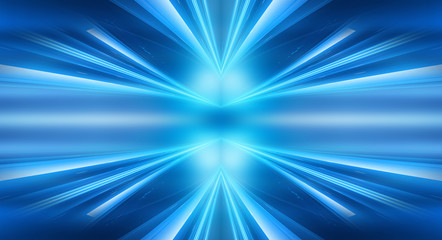 Dark empty abstract scene, rays of searchlights, neon blue light, highlights and lights. Night view of the scene, a tunnel with illumination. Dark background with spotlights.