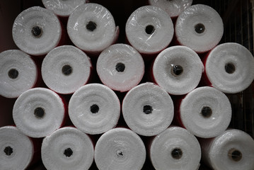 Rolls of foam underlayment for the Laminate Flooring in a shop