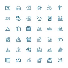 Editable 36 roof icons for web and mobile