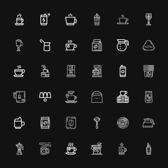 Editable 36 caffeine icons for web and mobile