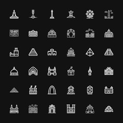 Editable 36 monument icons for web and mobile