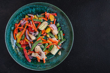 frozen vegetables mix salad (onions, corn, peppers, paprika, mushrooms, asparagus beans, carrots...
