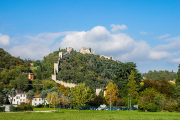 Fototapeta na wymiar Marostica landscape with the castle and walls, Italy, Europe.