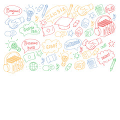 Vector icons. Language learning. Audio course. Spanish, english, italian, french, german, arabic, chinese.