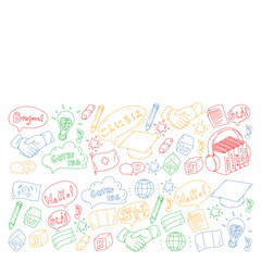 Vector icons. Language learning. Audio course. Spanish, english, italian, french, german, arabic, chinese.