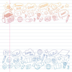 Vector icons. Language learning. Audio course. Spanish, english, italian, french, german, arabic, chinese.