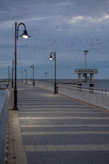 Burgas bridge at sunrise. The symbol of Burgas. 