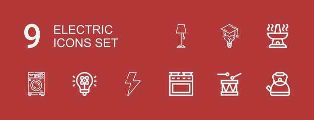 Editable 9 electric icons for web and mobile