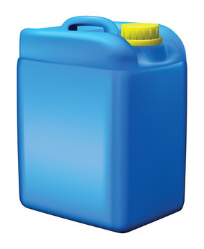 Blue plastic canister